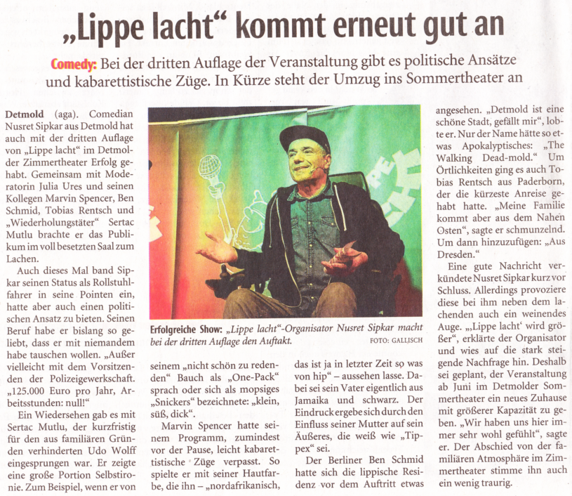 LZ: Lippe lacht kommt erneut gut an – 16. März 2017 mit Marvin Spencer, Sertac Mutlu,  Ben Schmid und Tobias Rentzsch